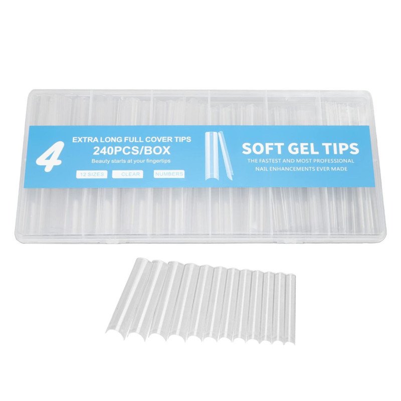 Acrylic Carree Soft Gel Tips Extra Long Full - 240pcs